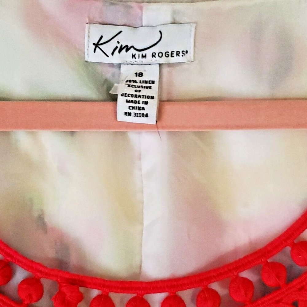 Kim Rogers Woman Multicolored sleeveless Linen Lined  floral dress size 18 - Picture 8 of 9